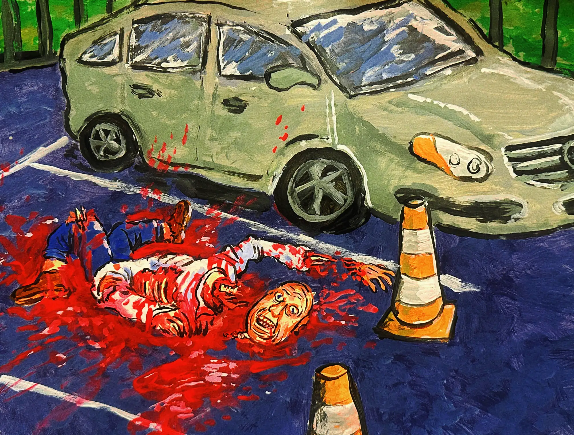 Driving Instructor, an acrylic painting by Taro O'Halloran